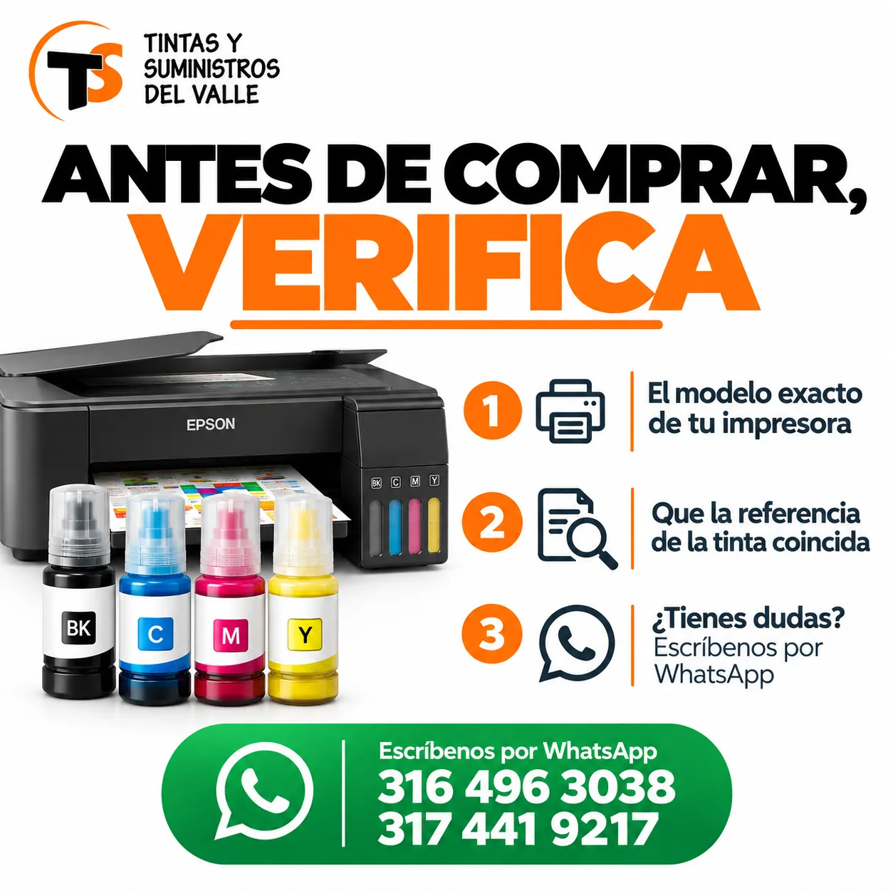 Antes de comprar tu tinta verifica el modelo de tu impresora y la referencia de la tinta – Tintas y Suministros del Valle