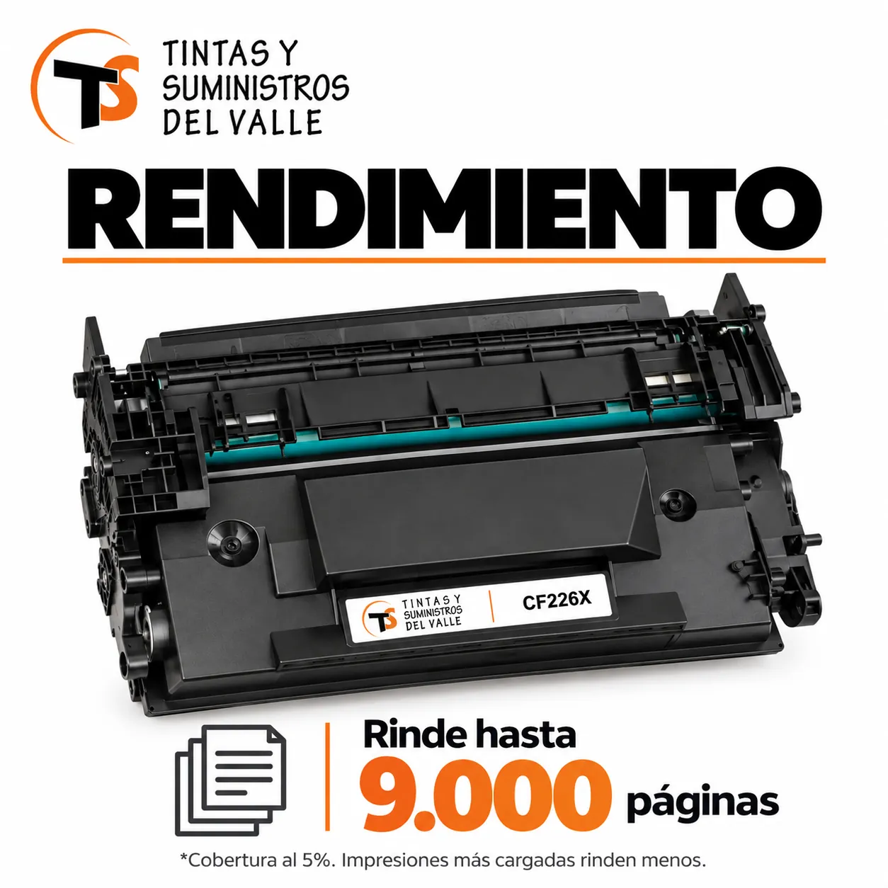 Tóner Genérico CF226X – rinde hasta 9.000 páginas con cobertura al 5%