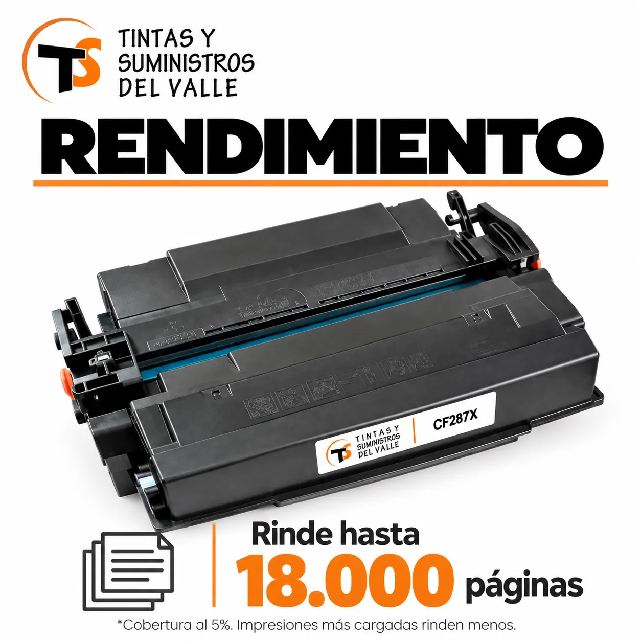 Tóner Genérico CF287X – rinde hasta 18.000 páginas con cobertura al 5%