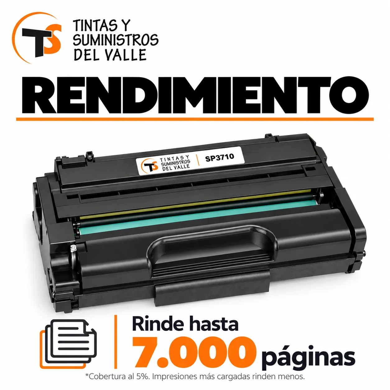 Tóner Genérico SP3710 – rinde hasta 7.000 páginas con cobertura al 5%