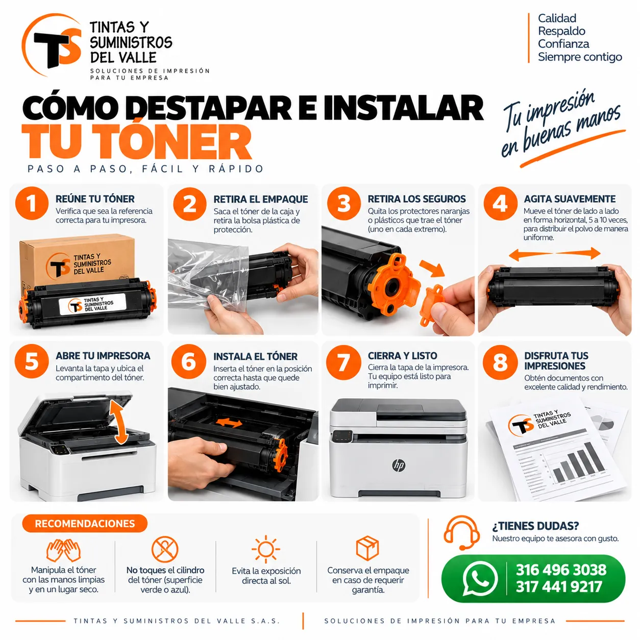 Cómo destapar e instalar tu tóner paso a paso – Tintas y Suministros del Valle